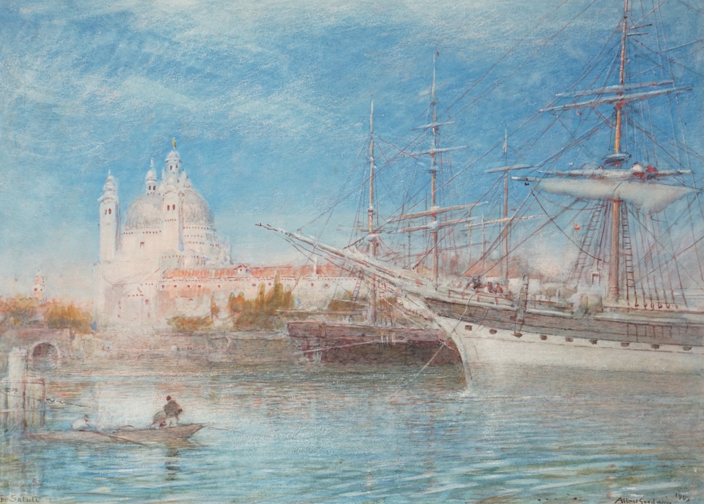 Albert Goodwin RWS (British, 1845-1932), The Saluté, Venice, watercolour and bodycolour, 24 x 34cm